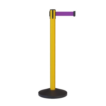 MONTOUR LINE Stanchion Belt Barrier Yellow Post 13ft.Purple Belt MS630-YW-PE-130